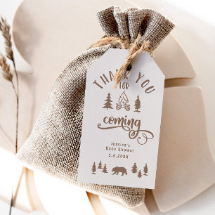 Little camper brown forest baby shower gift tags