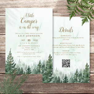 Little Camper Forest All In One QR Baby Shower Invitation