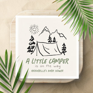 Little Camper Hand-drawn Tent Boy Baby Shower Napkin
