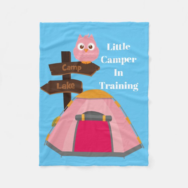 Little camper in training baby girl fleece blanket (Front)