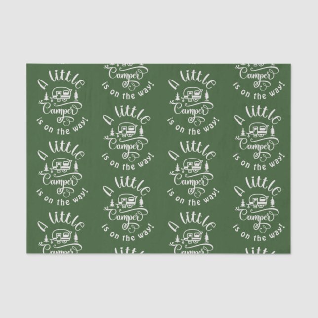 Little camper is on the way baby shower tissue paper (Front)