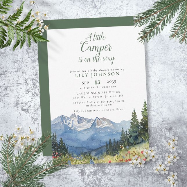 Little Camper Mountain Wildflower Baby Shower Invitation (Little Camper Mountain Wildflower Baby Shower Invitation)