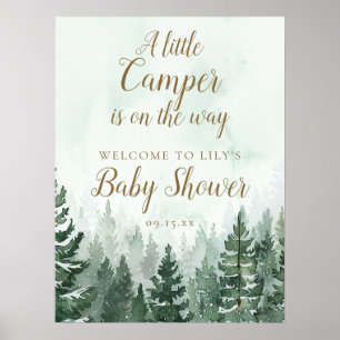 Little Camper Pine Forest Baby Shower Welcome Sign