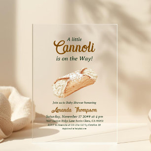 Little Cannoli Neutral Beige Italian Baby Shower Acrylic Invitations
