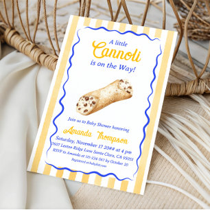 Little Cannoli Yellow Blue Italian Baby Shower Invitation