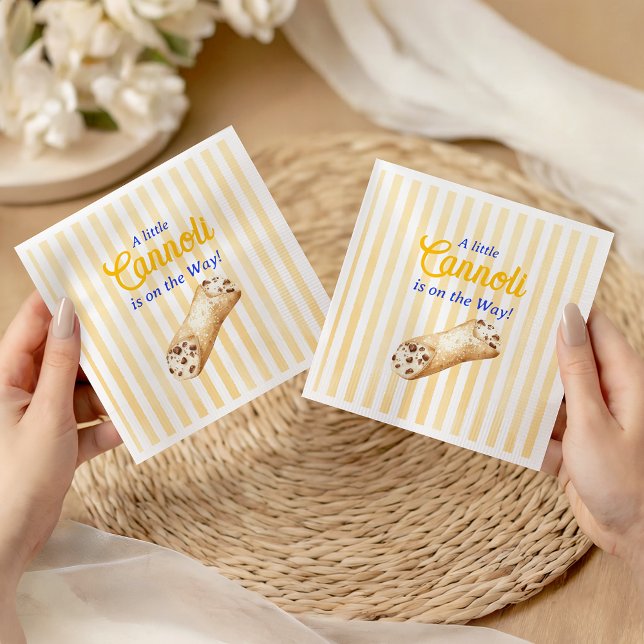 Little Cannoli Yellow Blue Italian Baby Shower Napkin (Creator Uploaded)