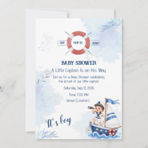 Little Captain Baby Shower Invitation Nautical I