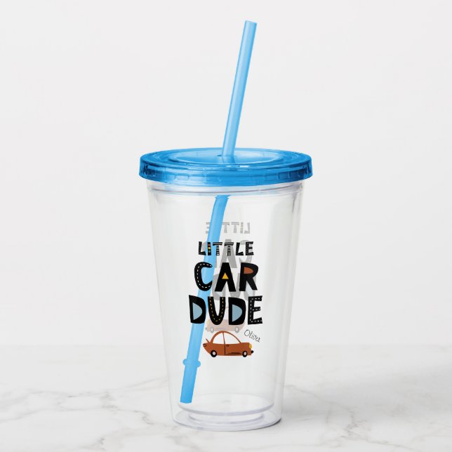 Little Car Dude First Name Acrylic Tumbler (Back)