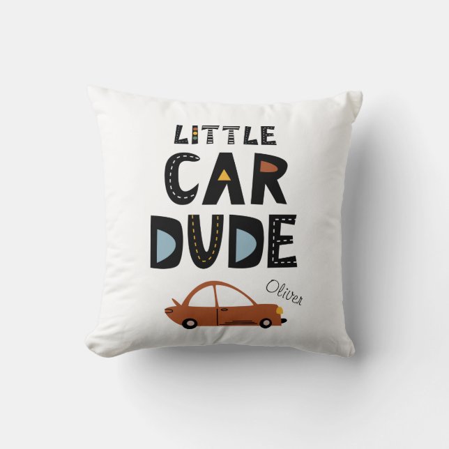 Little Car Dude First Name Cushion (Front)