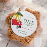 Little Car Holiday Onederful Birthday Favours Classic Round Sticker<br><div class="desc">Little Car Holiday Onederful Birthday Favours Stickers</div>