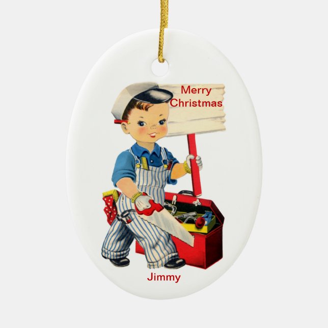 Little Carpenter ornament Retro design (Front)