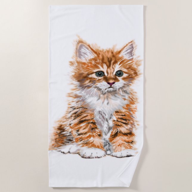 Little Cat Beach Towel Kitten Custom Colours (Front)