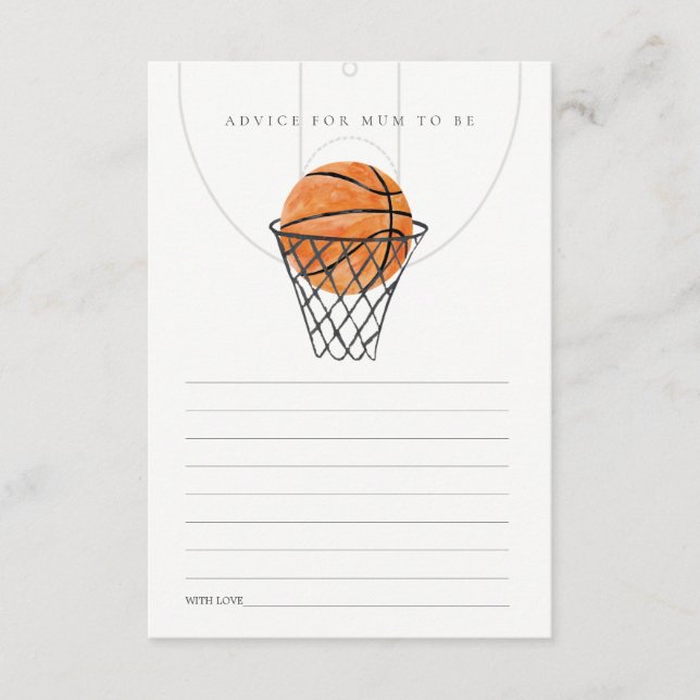 Little Champ Basketball Advice for Mum Baby Shower Enclosure Card (Front)