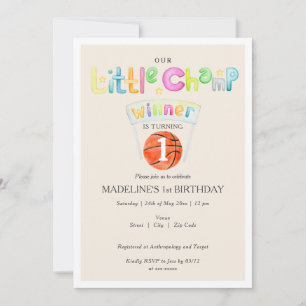 Little Champ Basketball Any Age Winner Birthday Invitation