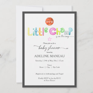 Little Champ Is On The Way Watercolor Baby Shower Invitation