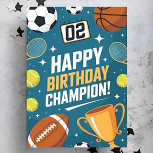 Little Champion Blue Sports Birthday Card