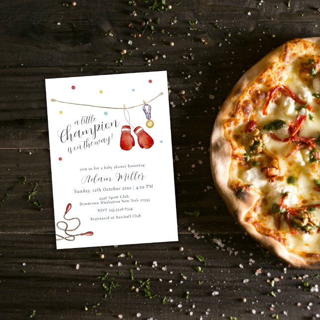 Little Champion Medal Boxing Sport Baby Shower  Invitation (Little Champion Medal Boxing Sport Baby Shower Invitation)