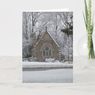little chapel in winter holiday card