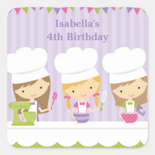 Little Chef Baking Birthday Party Stickers