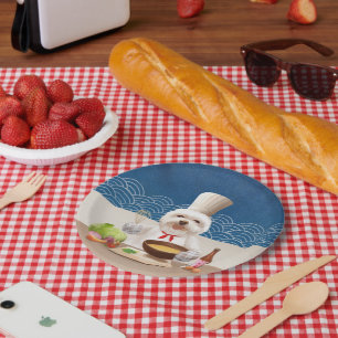 Little Chef Bichon: Asian Cooking Kitchen Art Paper Plate