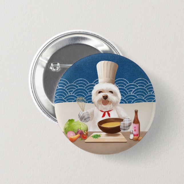 Little Chef Dog 6 Cm Round Badge (Front & Back)