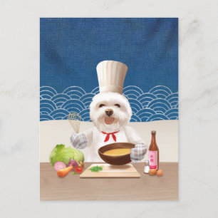 Little Chef Dog Announcement Postcard
