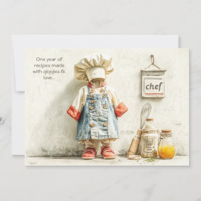 Little Chef Girl – 1st Birthday Cooking Fun Invitation (Front)