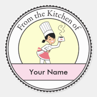 Little Chef Illustration on Round Label