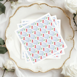Little cherry on the way Blue Baby boy shower Napkin