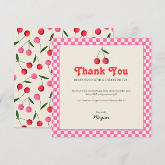 Little Cherry Retro Baby Shower Thank You Card