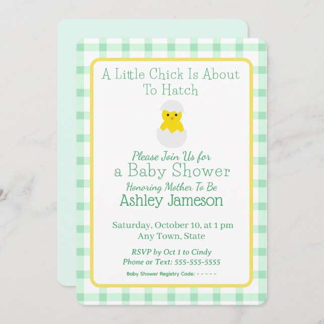 Little Chick About To Hatch Baby Shower Invitation (Front/Back)