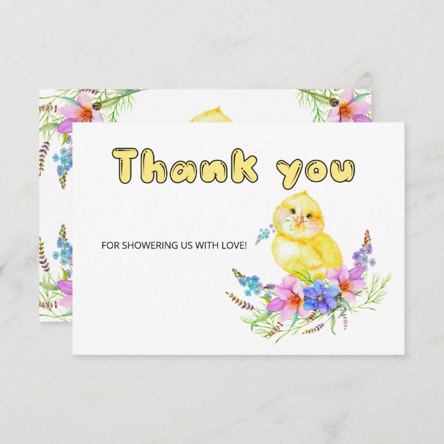 Little Chick baby shower thank you card (Front/Back)