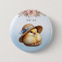 Little Chick Blue Ribbon Button