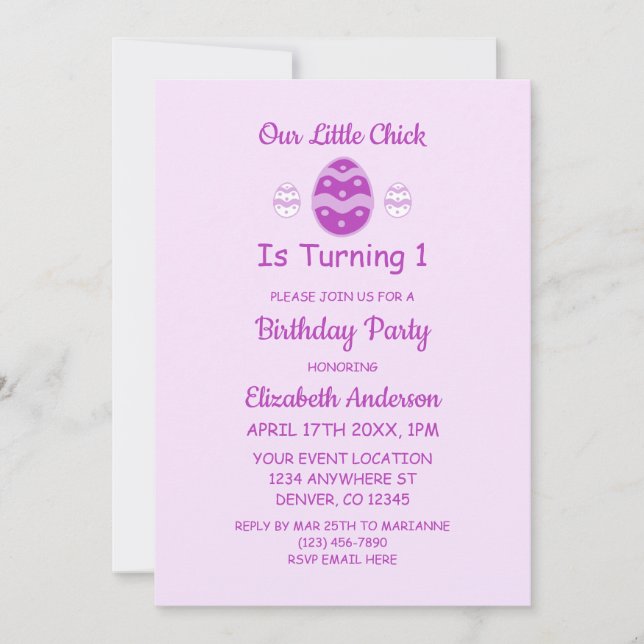 Little Chick Easter 1st Birthday Invitation (Front)