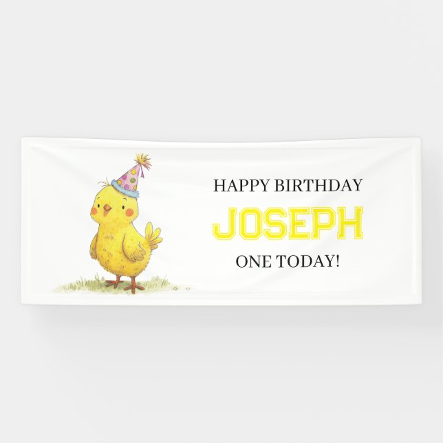 Little Chick Farm Birthday Chicken Banner (Horizontal)