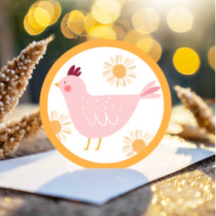 Little Chick Girl Farm Easter Chicken Birthday Classic Round Sticker