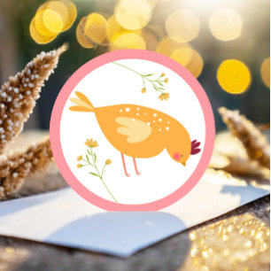 Little Chick Girl Farm Easter Chicken Birthday Classic Round Sticker