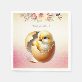 Little Chick Hatching Floral Napkins
