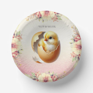 Little Chick Hatching Floral Paper Bowl Plate