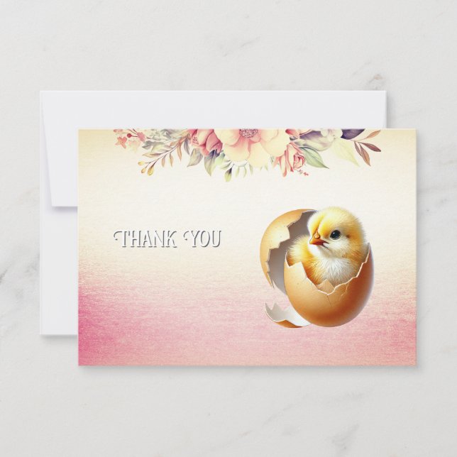 Little Chick Hatching Thank You Card (Front)