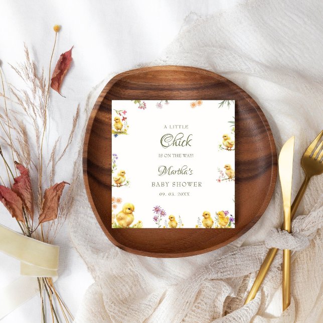 Little chick is on the way farm  baby shower napkin (Creator Uploaded)