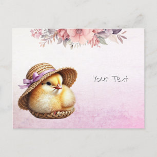 Little Chick Pink Ribbon Postcard