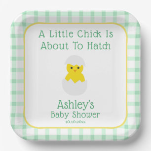 Little Chick To Hatch Gender Neutral Baby Shower Paper Plate