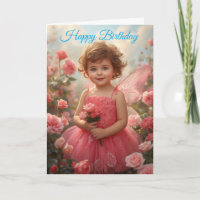 Little Child Fairy in Pink Roses Birthday