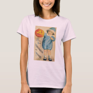 Little Child Holding a Halloween Vintage Pumpkin T-Shirt