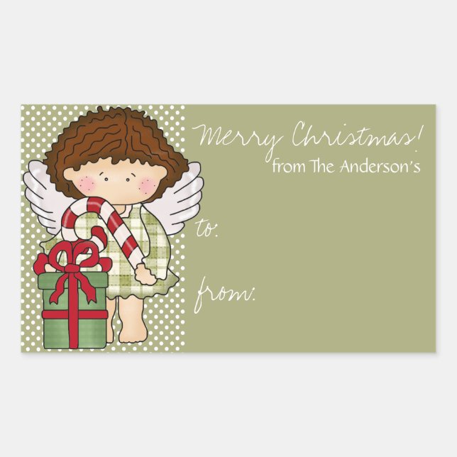 Little Christmas Angel Gift Tag Stickers - d1 (Front)