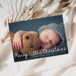 little christmas blessing birth announcement card<br><div class="desc">white script design with a lovely newborn baby photo,  the image and text detail of this card can be personalised.</div>