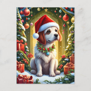 Little Christmas dog warns Postcard