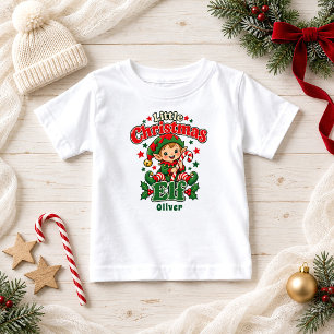 Little Christmas Elf Candy Cane Baby Name T-Shirt