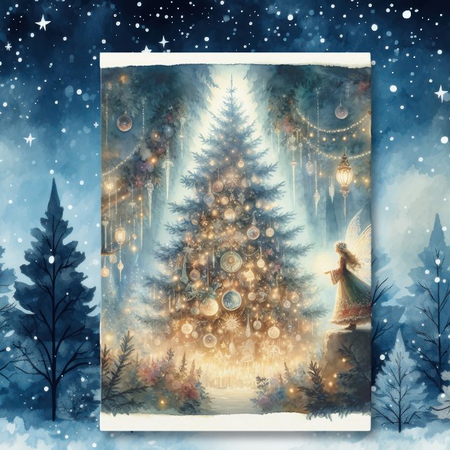 Little Christmas Fairy in an Enchanted Forest Card (Creator Uploaded)